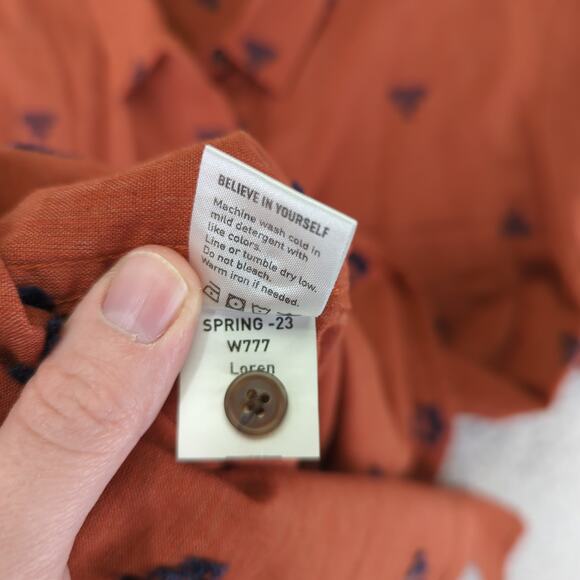 Bridge & Burn Organic Cotton T-shirt Dress Button Front Women's Small Orange - Picture 9 of 9